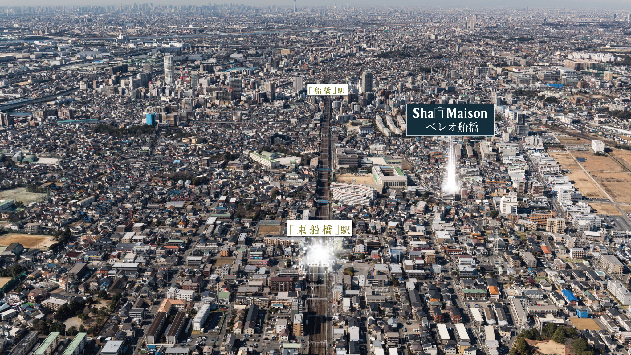 東船橋駅付近の俯瞰写真