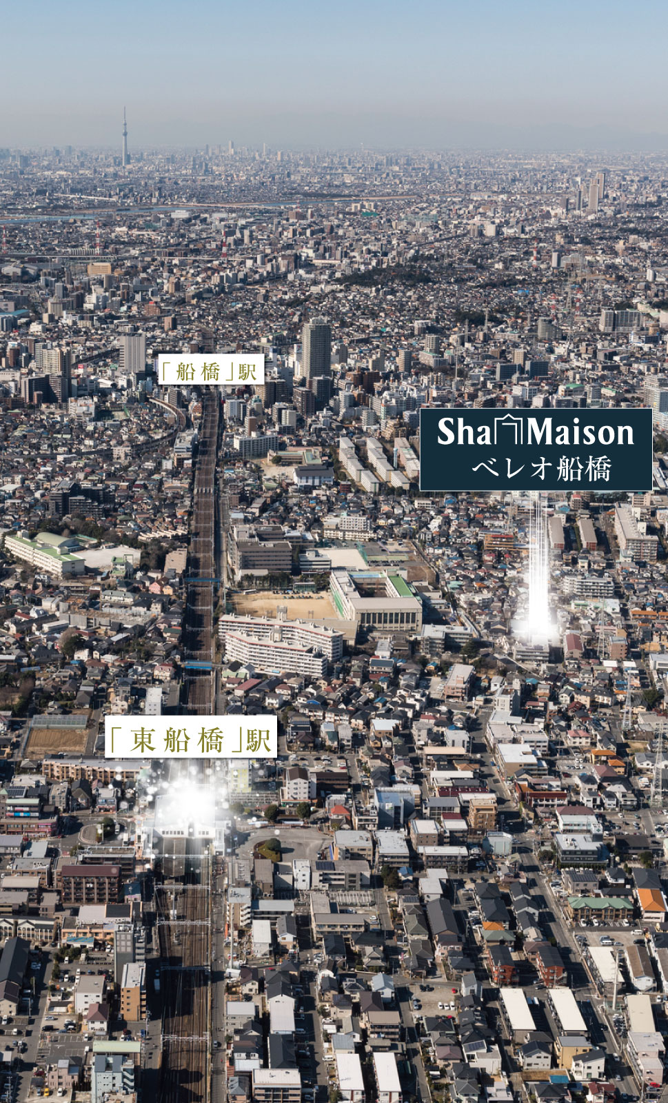 東船橋駅付近の俯瞰写真