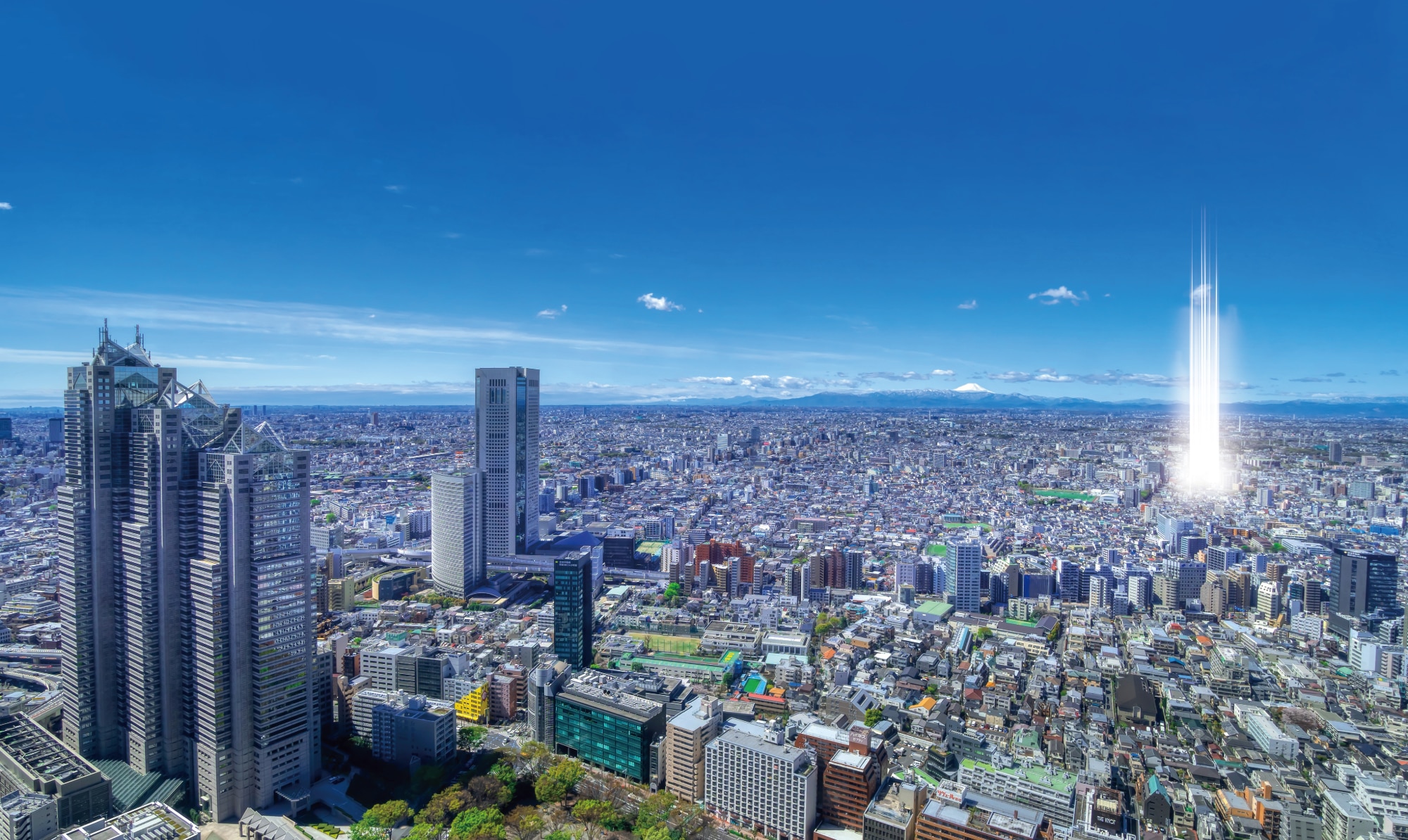 新宿付近の上空より中野富士見町方面の鳥瞰写真