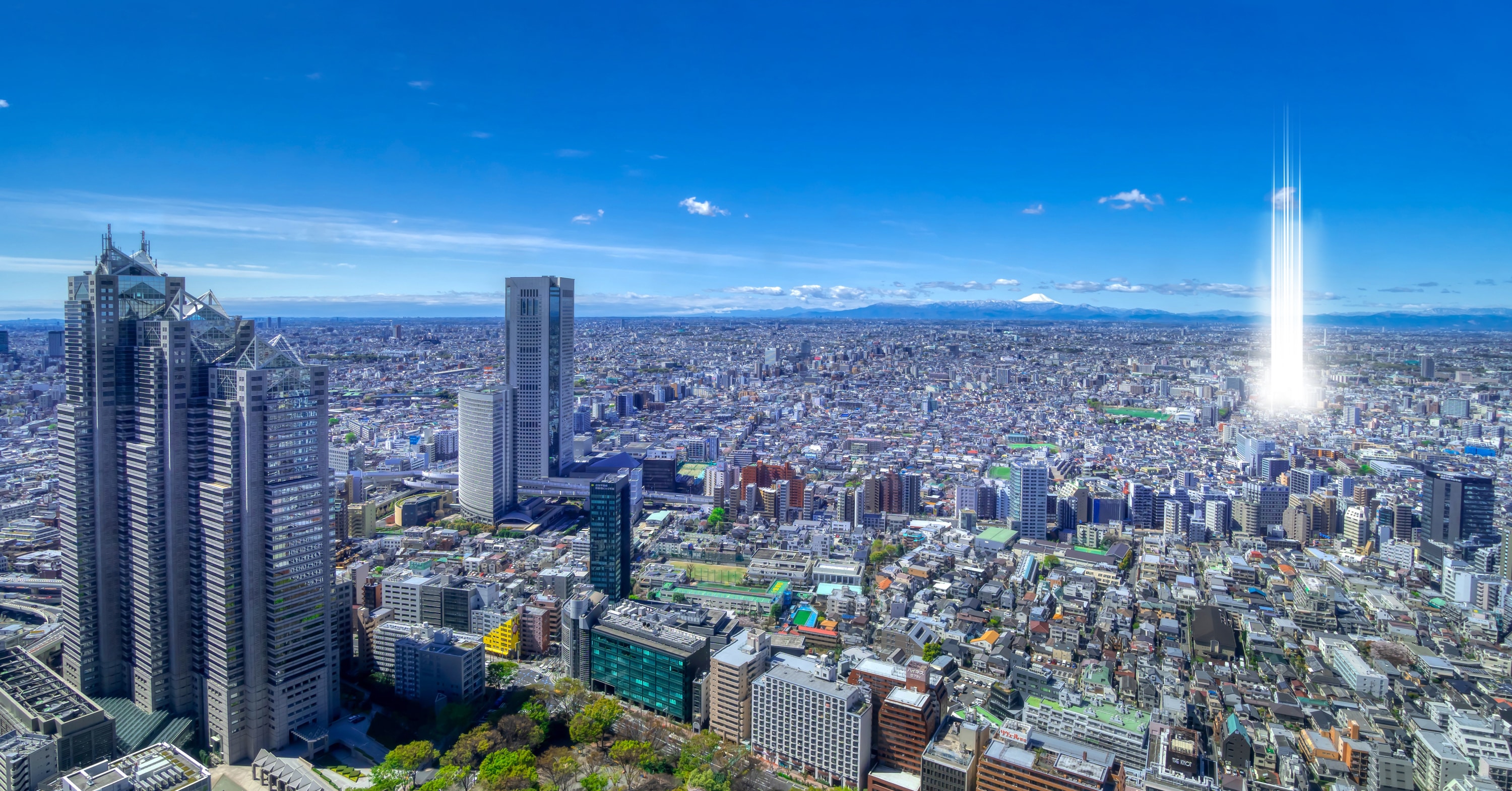 新宿上空より物件方面の空撮