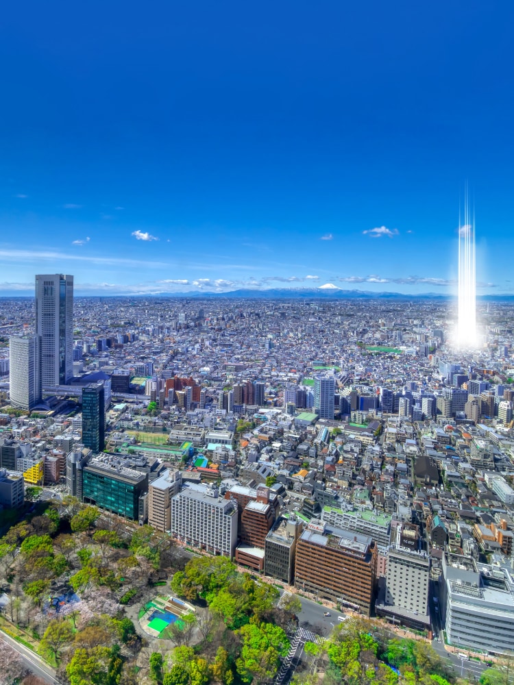 新宿上空より物件方面の空撮