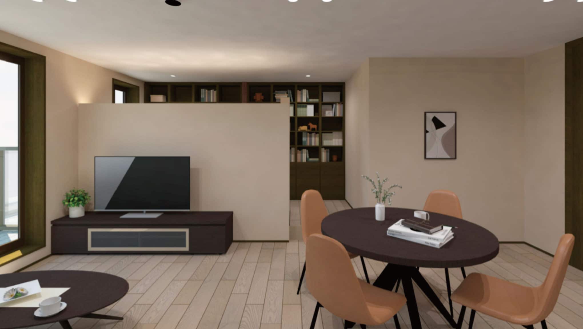 101号室 Living Dining Kitchen 完成予想パース