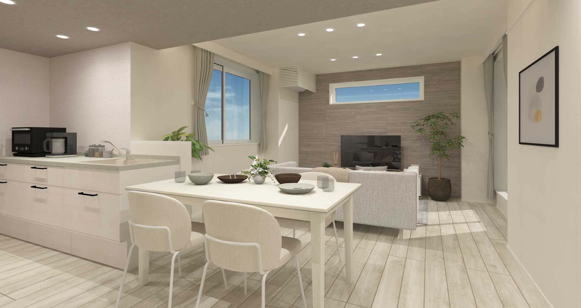 401室 Living Dining Kitchen 完成予想パース