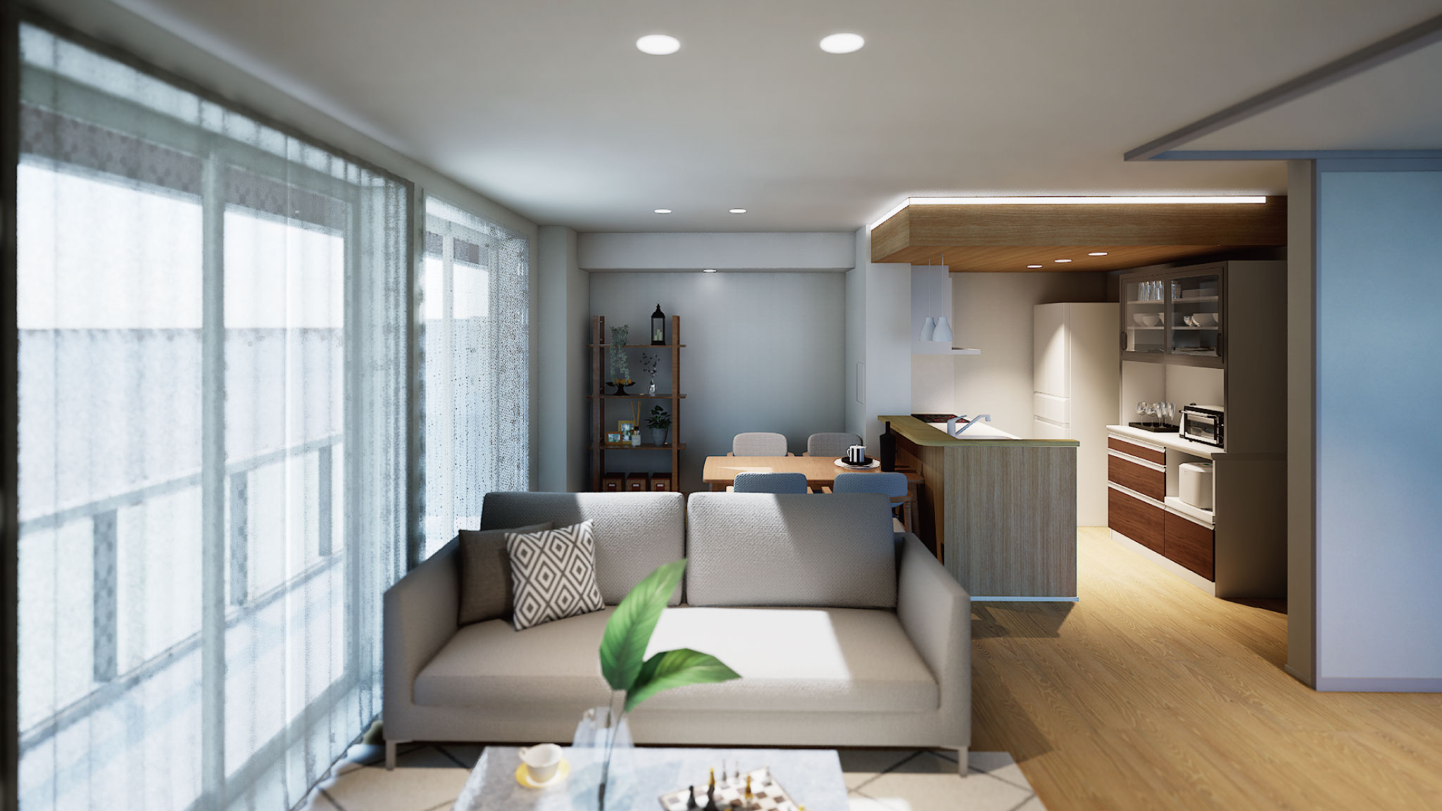 101号室 Lvong Dining Kitchen 完成予想パース