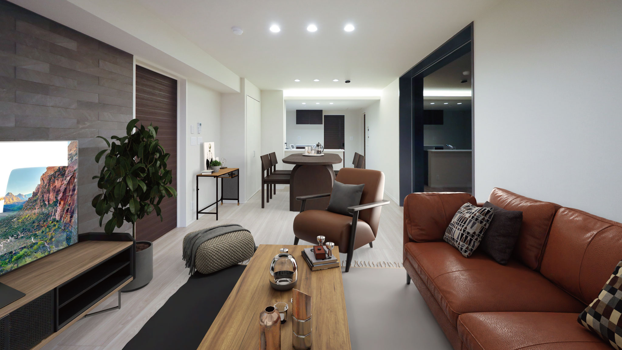 101号室 Living Dinig Kitchen ※家具・調度品はCG合成です。