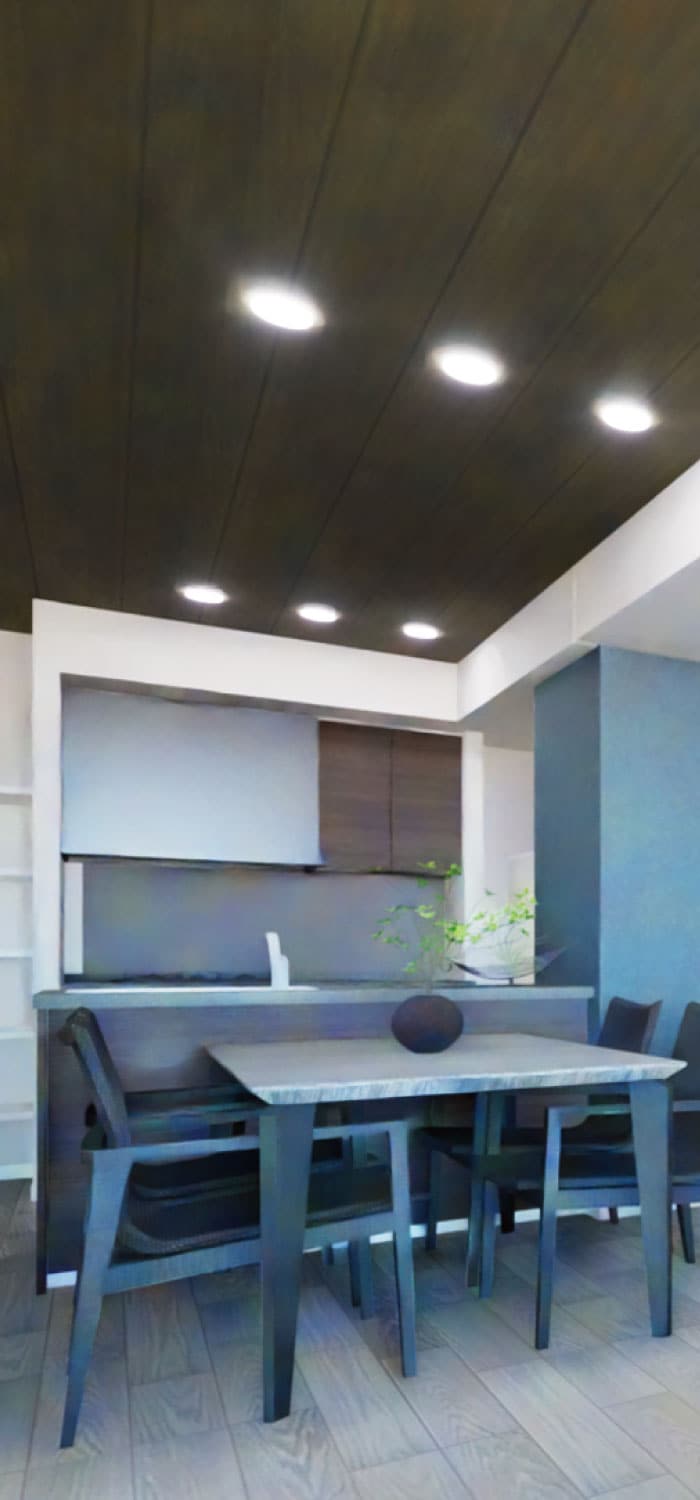 106号室 Living Dining Kitchen 完成予想パース