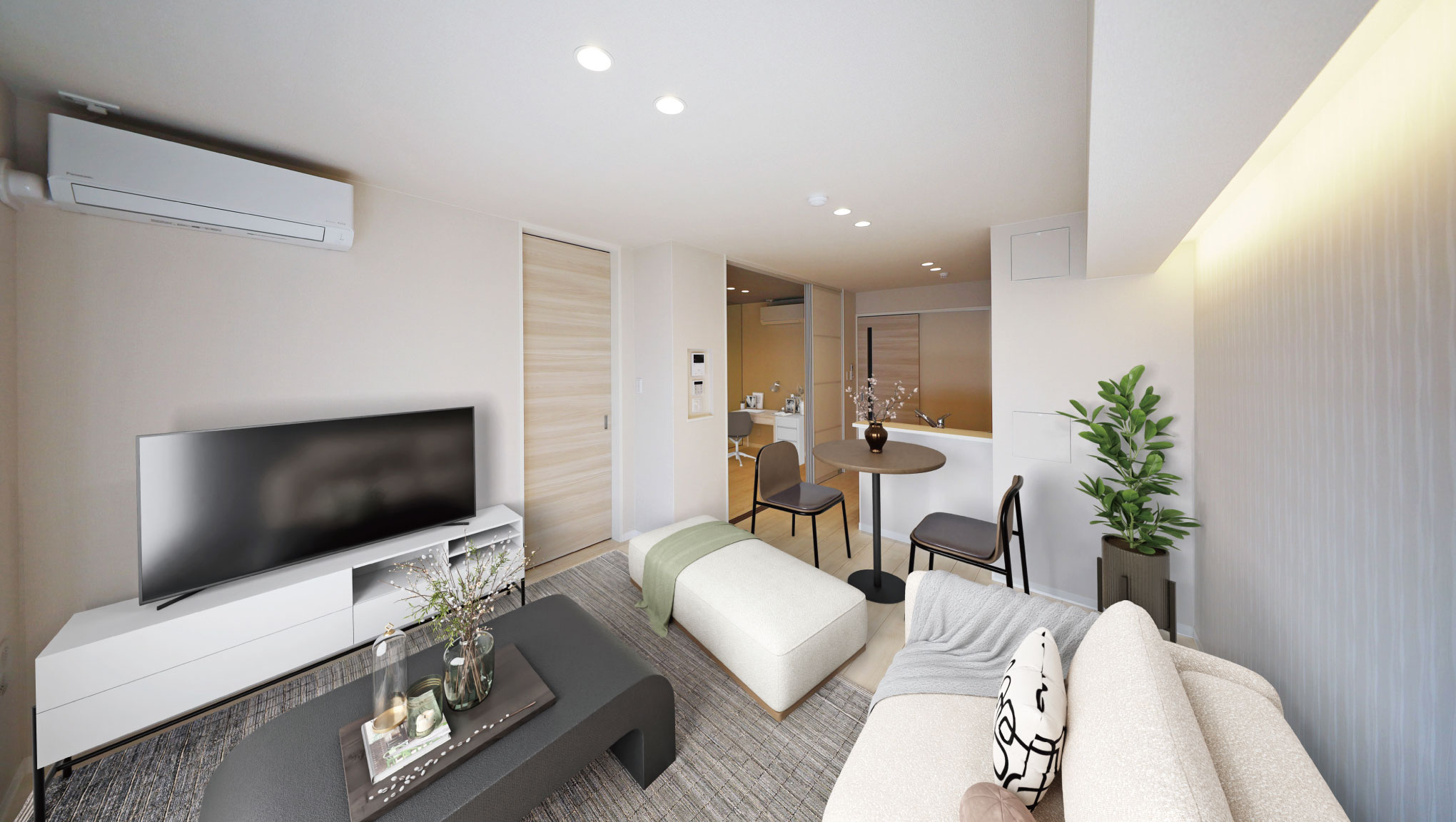 101号室 Living Dining Kitchen 完成予想パース